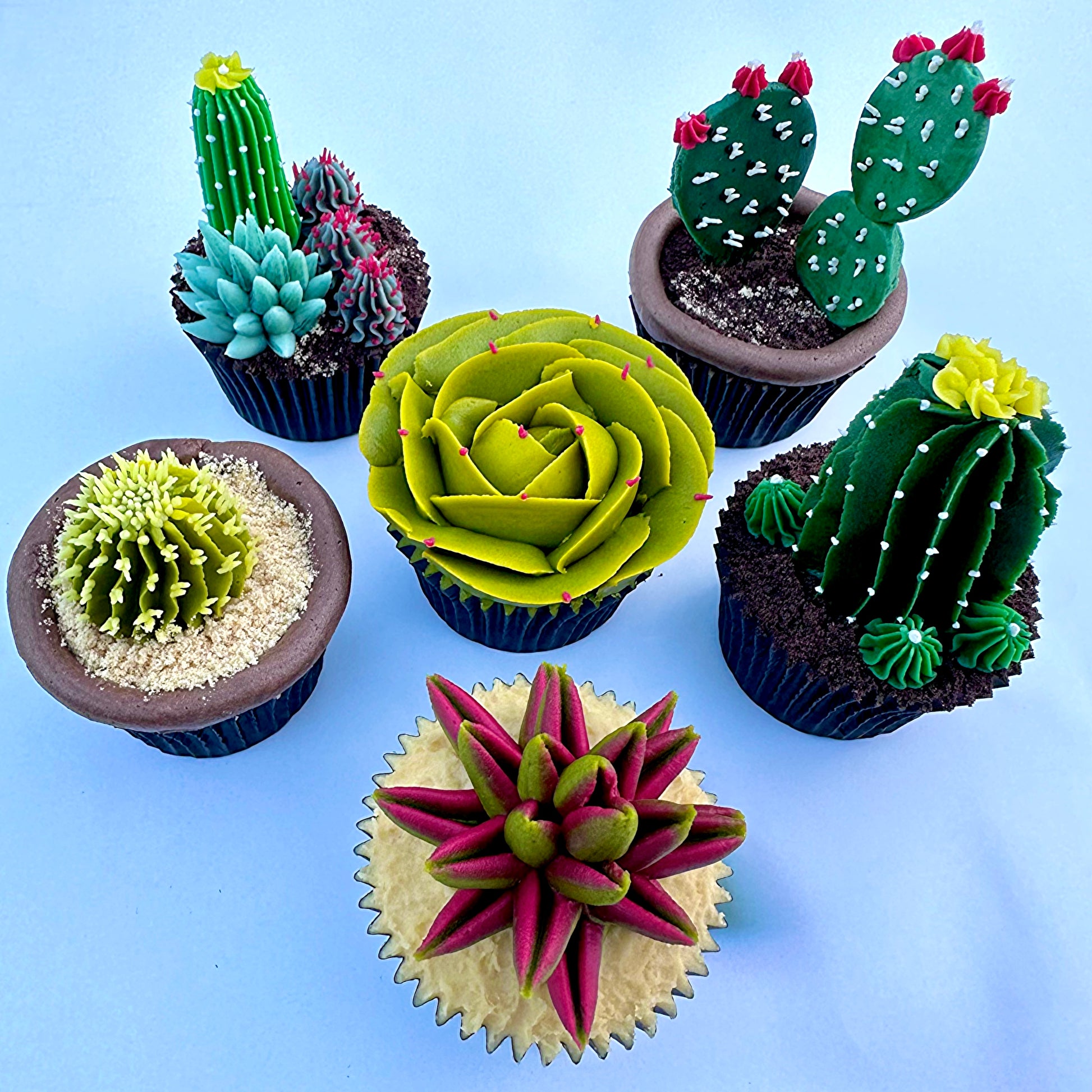 cactus and succulent cupcakes Cactus & Succulent Cupcakes